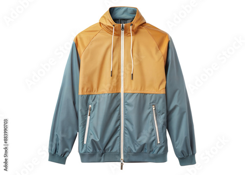  spring  raglan sleeves drawstring hem zip up windbreaker jacket, shopping and advertising concept, mockup photo