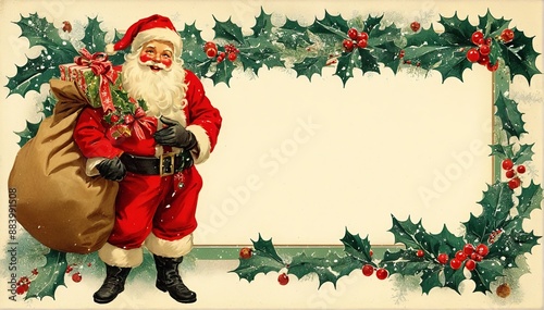Retro christmas card with a place for text. Template for banner, poster, greeting card or letter with copy space