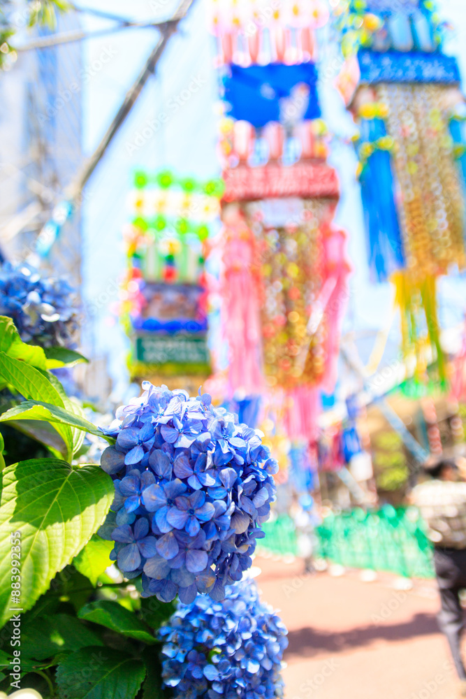 Fototapeta premium Traditional Tanabata Star Festival Decorations in Hiratsuka, Japan