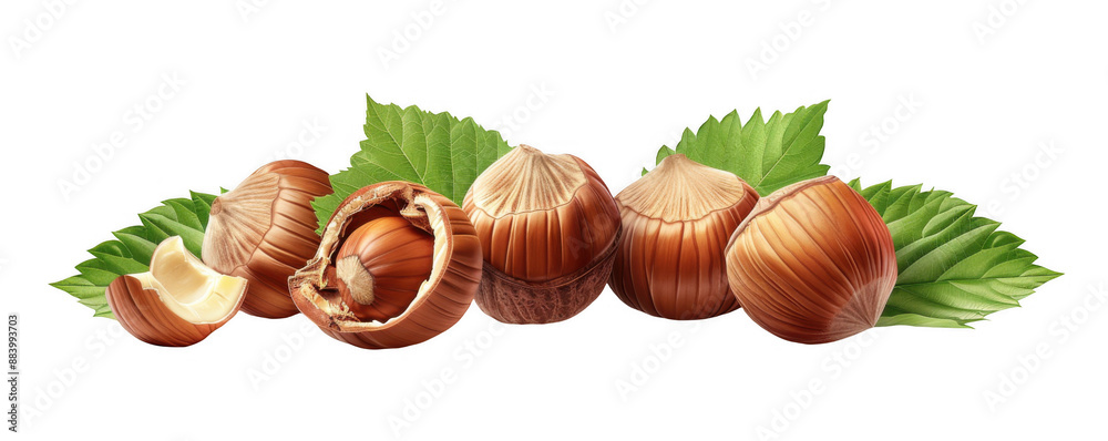 Hazelnuts with Green Leaves Hazelnuts with Green Leaves