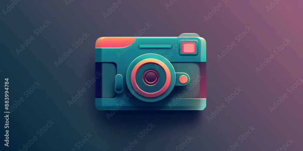 Fototapeta premium Digital Camera on gradient background world photography day concept 