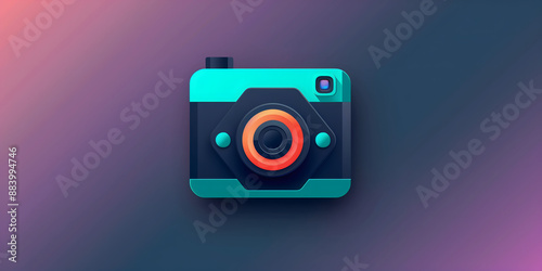 Digital Camera on gradient background world photography day concept 