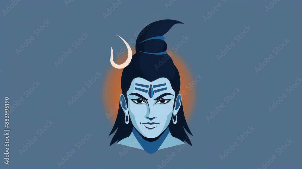 Eyecatching flat illustration for Maha Shivratri with a stunning portrait of Lord Shiva in a modern style. Eyecatching flat illustration for Maha Shivratri with a stunning portrait of Lord Shiva in a modern style.