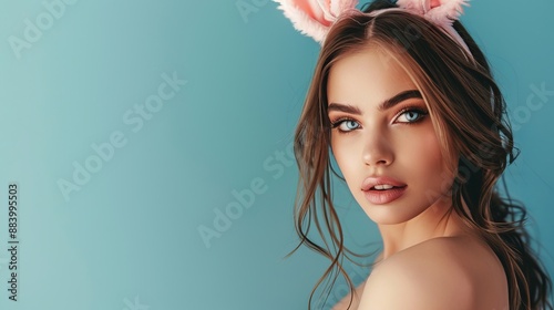 Playful Beauty with Bunny Ears