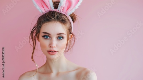 Glamorous Woman with Bunny Ears