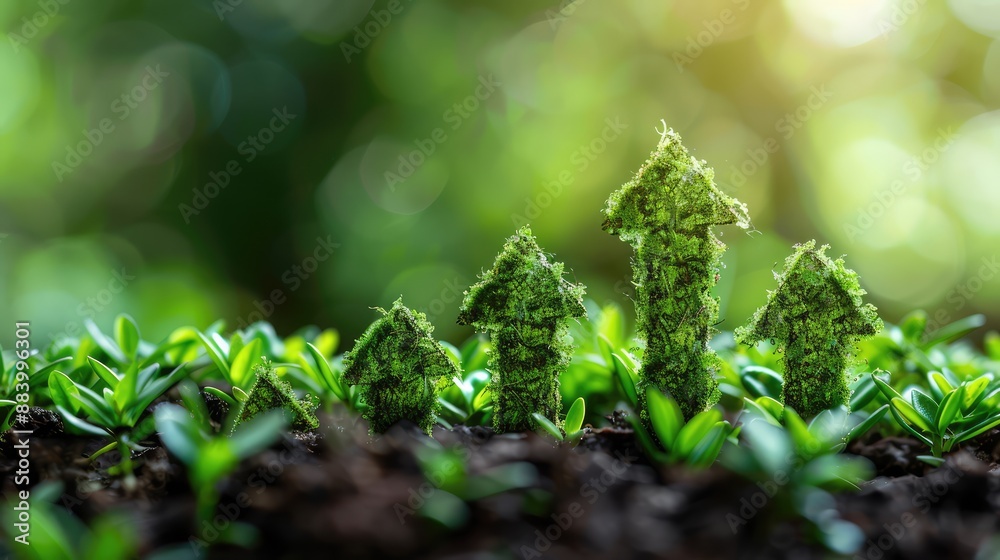 Green growing tree arrows and plant development on sunny day background in garden. Green growing tree arrows and plant development on sunny day background in garden.
