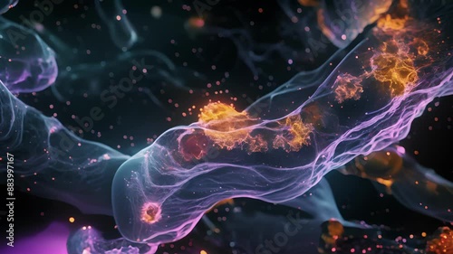 A fluorescence microscopy image of liver cells marked with fluorescent stains to visualize the process of detoxification and identify the specific toxins being removed.