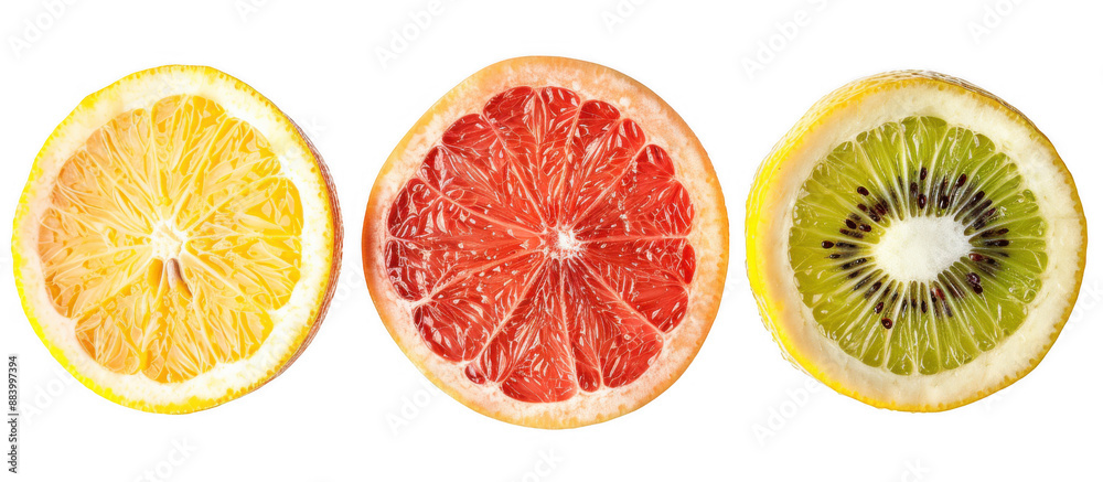 Sliced Grapefruit, Kiwi, and Lemon Sliced Grapefruit, Kiwi, and Lemon