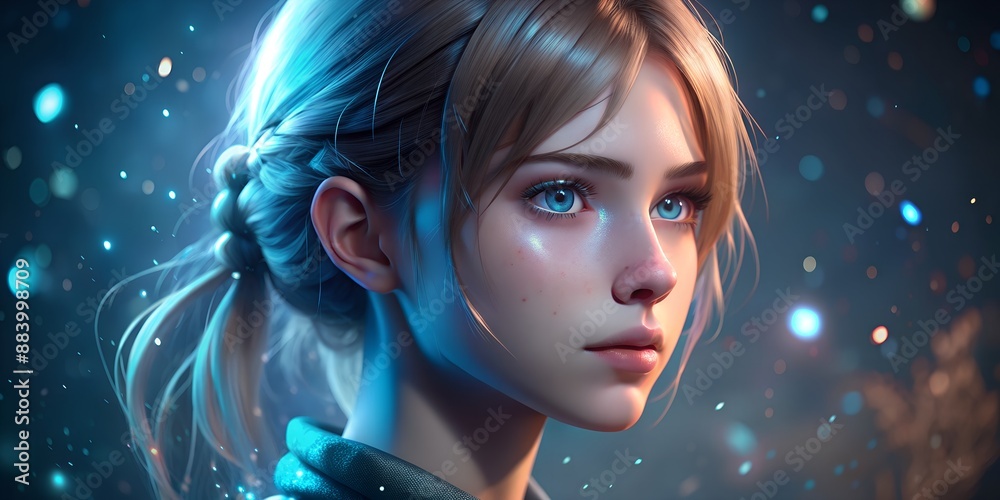 AI-Generated Profile of a Beautiful Young Woman AI-Generated Profile of a Beautiful Young Woman