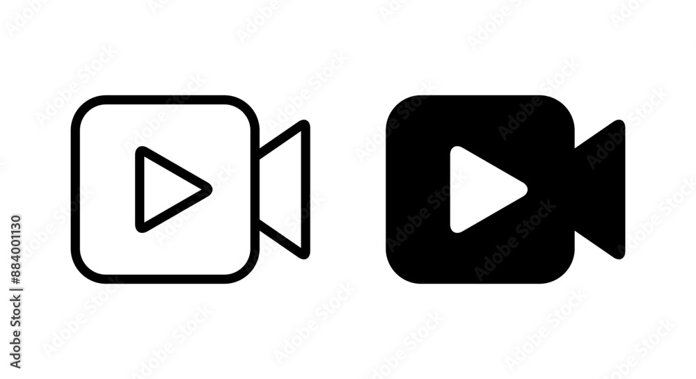 Video camera with play button icon in generic design Video camera with play button icon in generic design