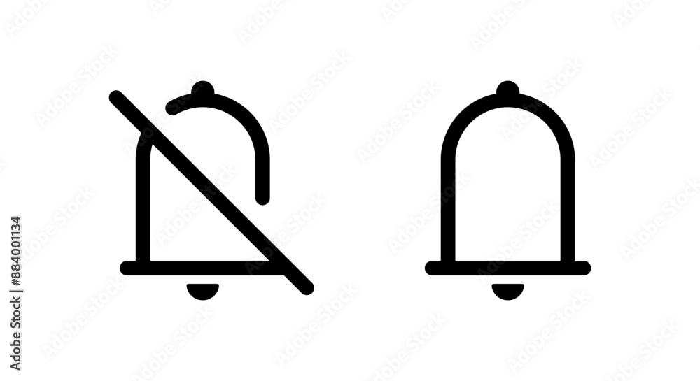 Mute and bell icon in line style. Notification concept Mute and bell icon in line style. Notification concept
