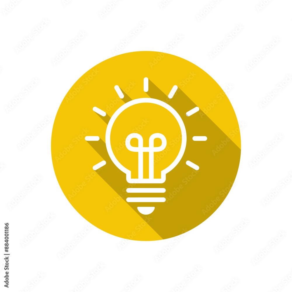 Light bulb line icon with long shadow. Insight sign symbol Light bulb line icon with long shadow. Insight sign symbol