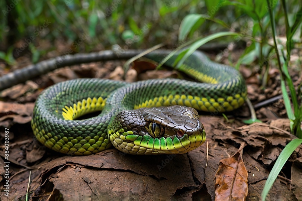 A very dangerous python snake in the forest. 4K Wallpaper. A very dangerous python snake in the forest. 4K Wallpaper.