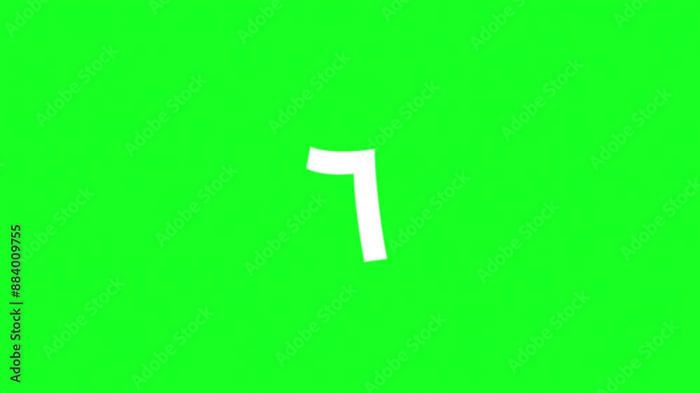 10-second green screen countdown video features Arabic numerals counting down from 10 to 1. The video is displayed on a vibrant green background, making it suitable for use as a pre-roll, transition, 