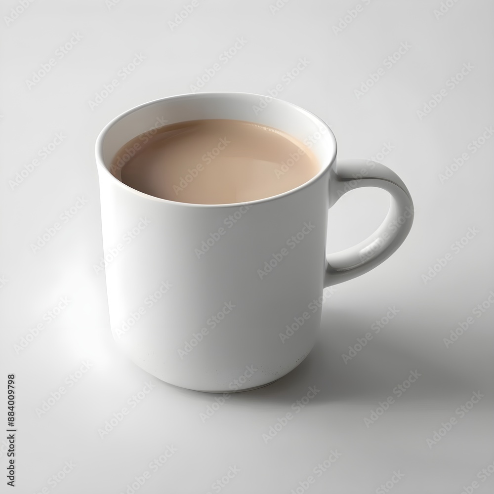 Fototapeta premium Blank White Ceramic Mug filled with Tea - Mug Mockup - Generative AI