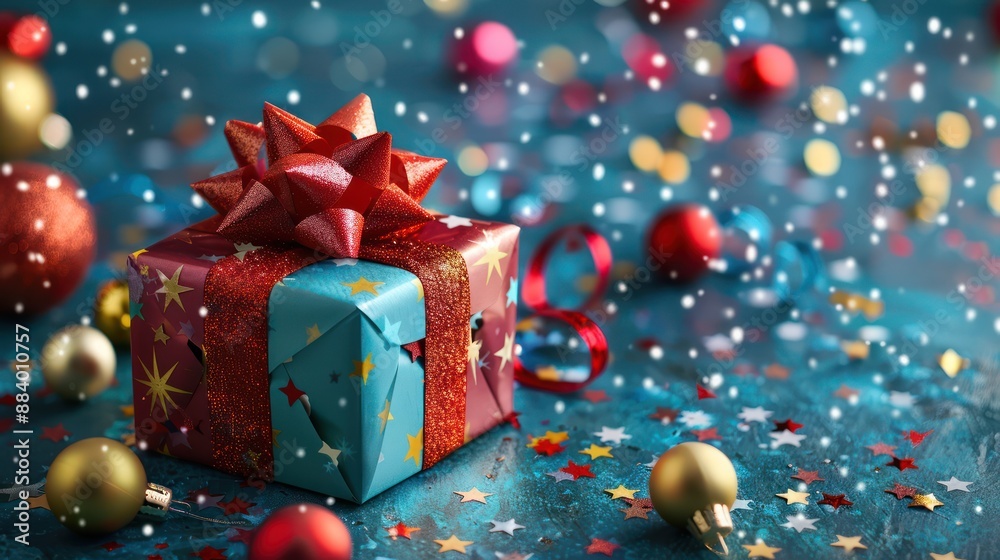 Gift box with festive decorations for a special occasion like a birthday. Gift box with festive decorations for a special occasion like a birthday.