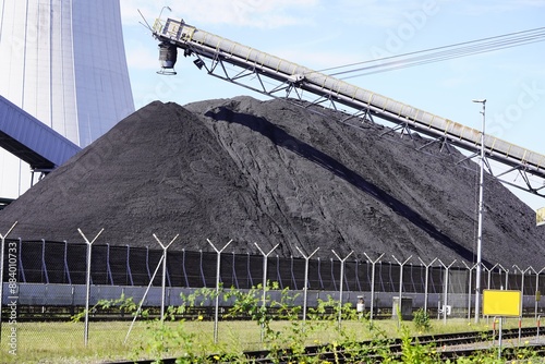 Coal transport on conveyor belts into the coal power station,  Hanover Stöcken, Germanyinto the coal power station,  Hanover Stöcken, Germany photo