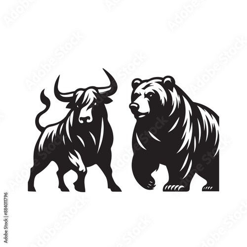  bull and bear silhouette ,bull and bear silhouette image ,bull and bear silhouette logo ,bull and bear silhouette vector