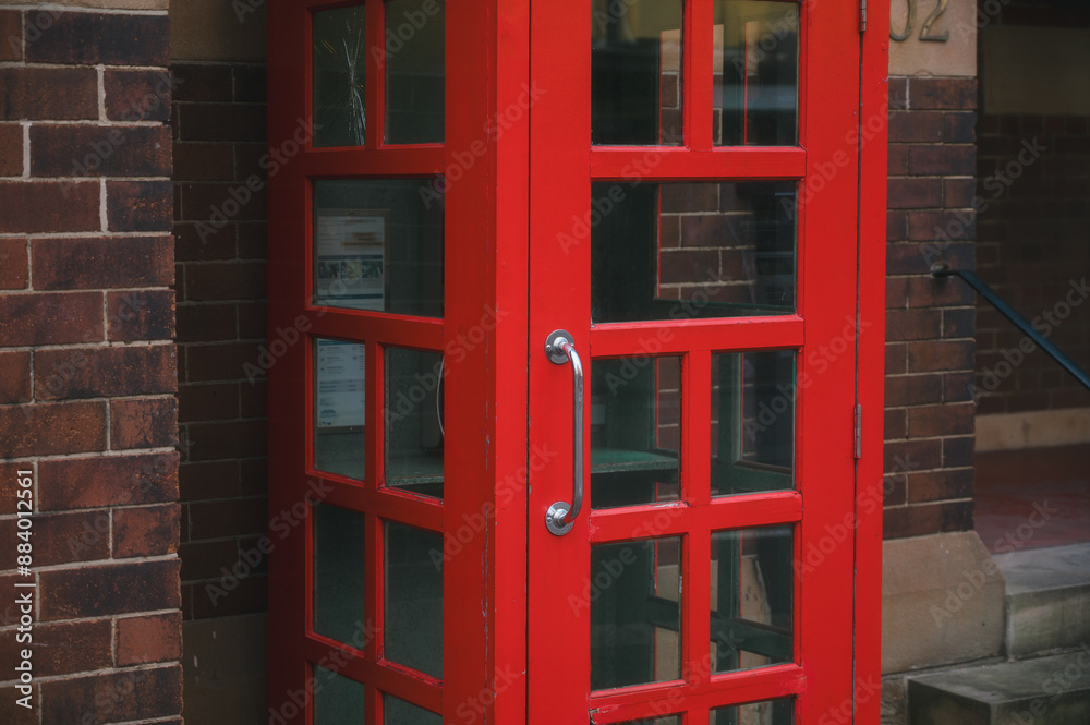 red telephone boot on street in Sydney Australia red telephone boot on street in Sydney Australia