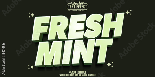 Mint editable text effect, customizable natural and fresh 3d font style