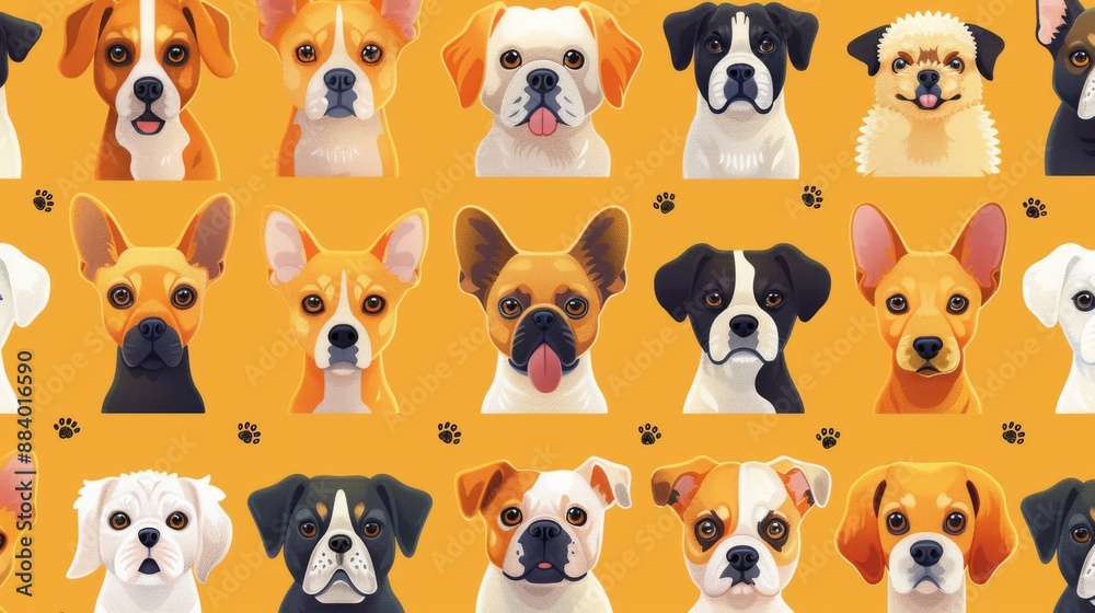 Obraz premium Adorable Doggos in a Delightful Digital Menagerie