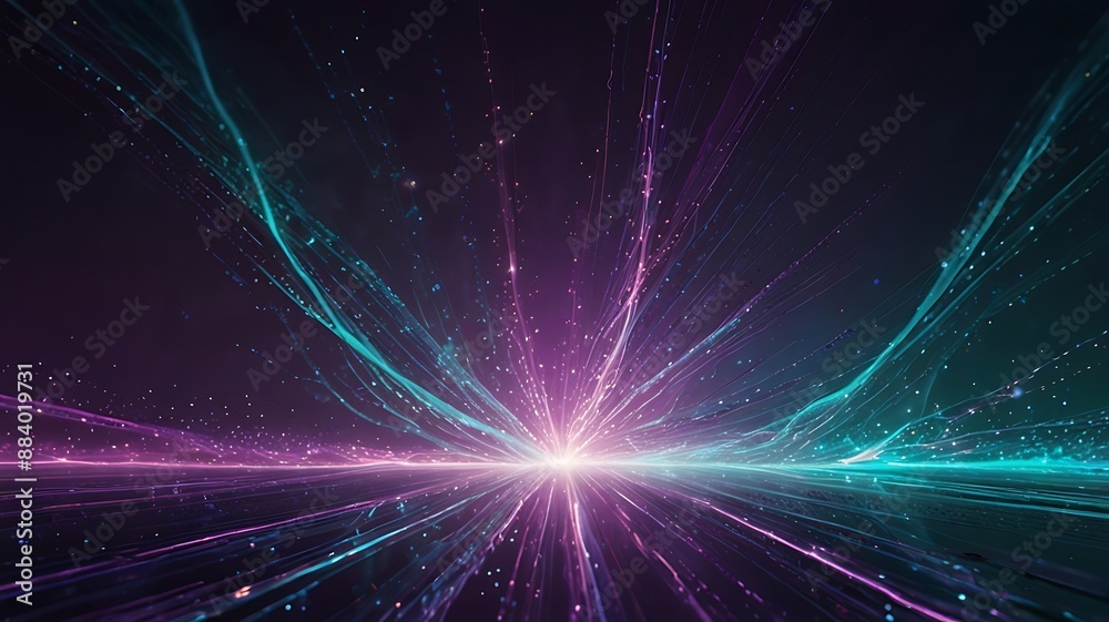 Ethereal energy light lines cascade and intertwine, forming intricate pathways of light in shades of radiant purple, vivid teal, and sparkling white. Generative Ai. Ethereal energy light lines cascade and intertwine, forming intricate pathways of light in shades of radiant purple, vivid teal, and sparkling white. Generative Ai.
