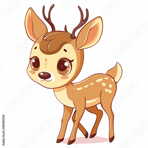 Cute Cartoon Deer with Big Eyes.