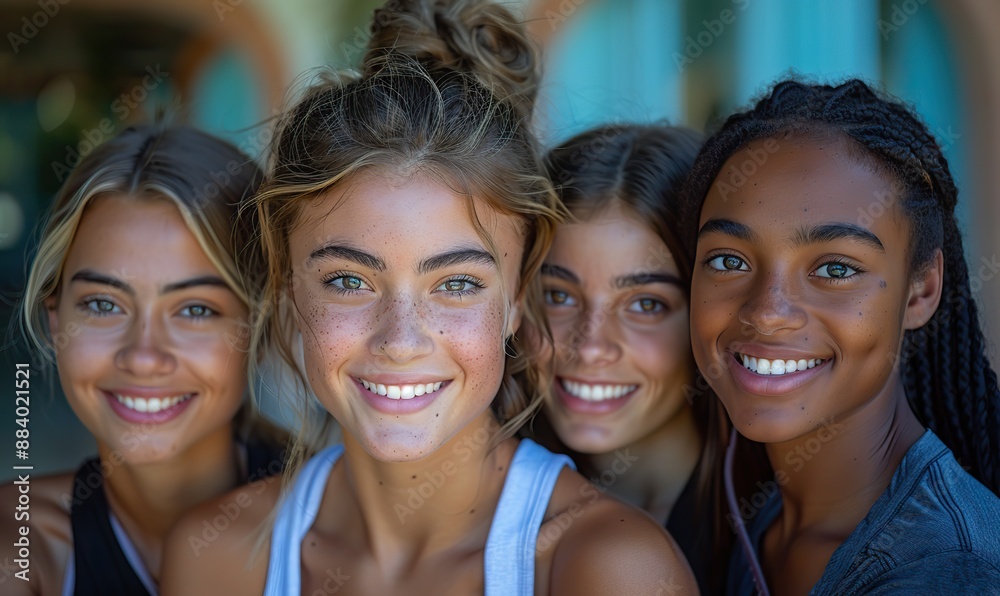 Multiracial college students populate the university campus. Multiracial college students populate the university campus.