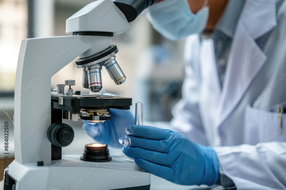 Laboratory technician working with microscopic research analysis Laboratory technician working with microscopic research analysis