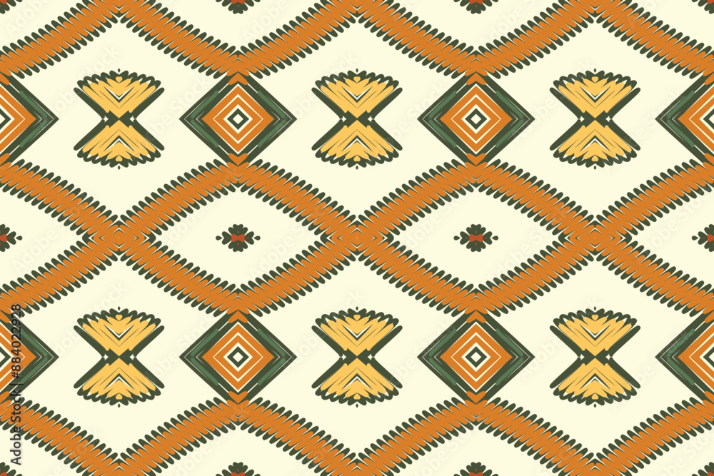 Ikat ethnic seamless pattern design. Aztec fabric carpet mandala ornaments textile decorations wallpaper. Tribal boho native Ikat ethnic seamless pattern design. Aztec fabric carpet mandala ornaments textile decorations wallpaper. Tribal boho native