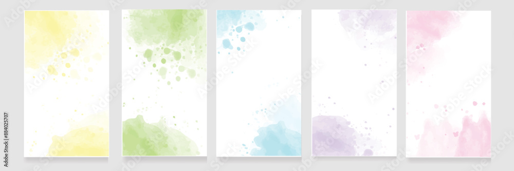 Watercolor art background cover template set. Wallpaper design with paint brush, pink, blue,green, yellow color, brush stroke. Abstract illustration for prints, wall art and invitation card, banner.
Watercolor art background cover template set. Wallpaper design with paint brush, pink, blue,green, yellow color, brush stroke. Abstract illustration for prints, wall art and invitation card, banner.