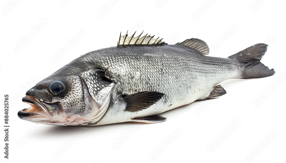 Sea bass fich isolated on white background with clipping path and full depth of field Sea bass fich isolated on white background with clipping path and full depth of field