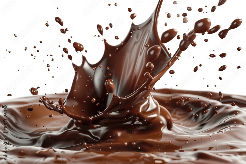 Liquid Chocolate crown splash in a pool of liquid chocolate and ripples. Isolated On white background. perspective low view point, very close up, illustration,
Liquid Chocolate crown splash in a pool of liquid chocolate and ripples. Isolated On white background. perspective low view point, very close up, illustration,