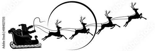 santa claus and reindeer slei...