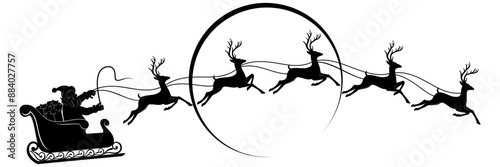 santa claus and reindeer slei...