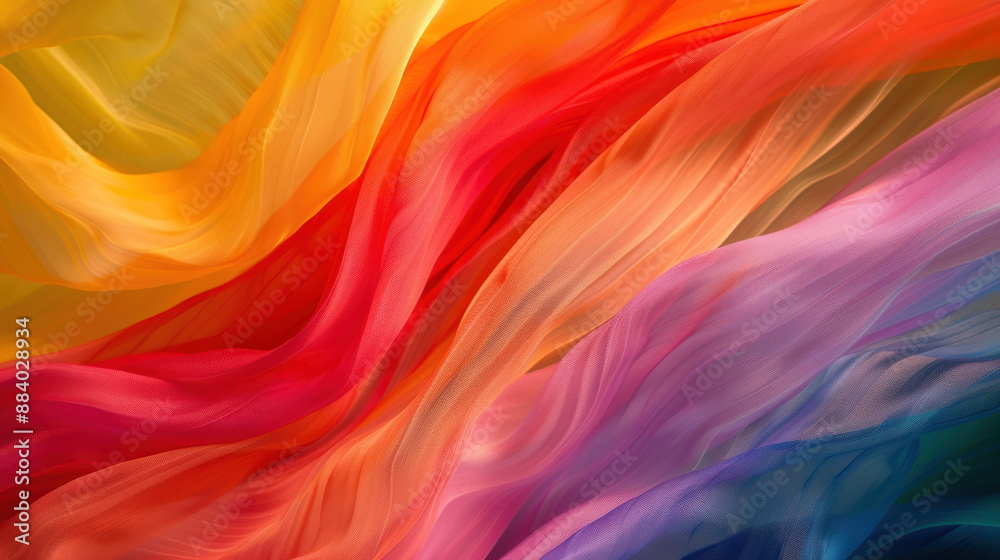 An artistic photograph of a rainbow flag in motion, with the background blurred to emphasize the flag's vibrant colors and fluid movement An artistic photograph of a rainbow flag in motion, with the background blurred to emphasize the flag's vibrant colors and fluid movement