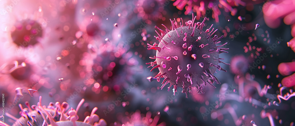 Microscopic View of Pink Viral Particles
Microscopic View of Pink Viral Particles