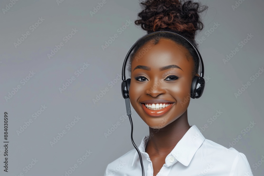 Call center young woman and smile in contact us Call center young woman and smile in contact us