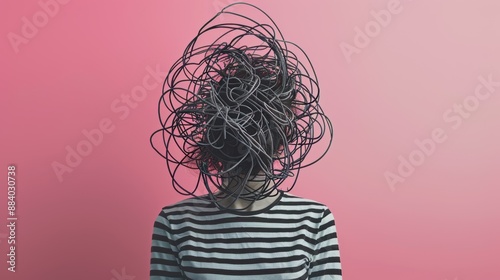 Woman with Tangled Cables Head