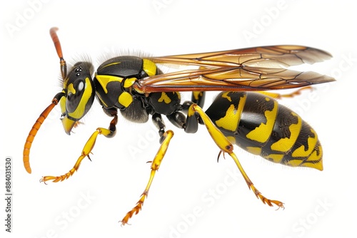 European wasp Polistes associus isolated on white background photo