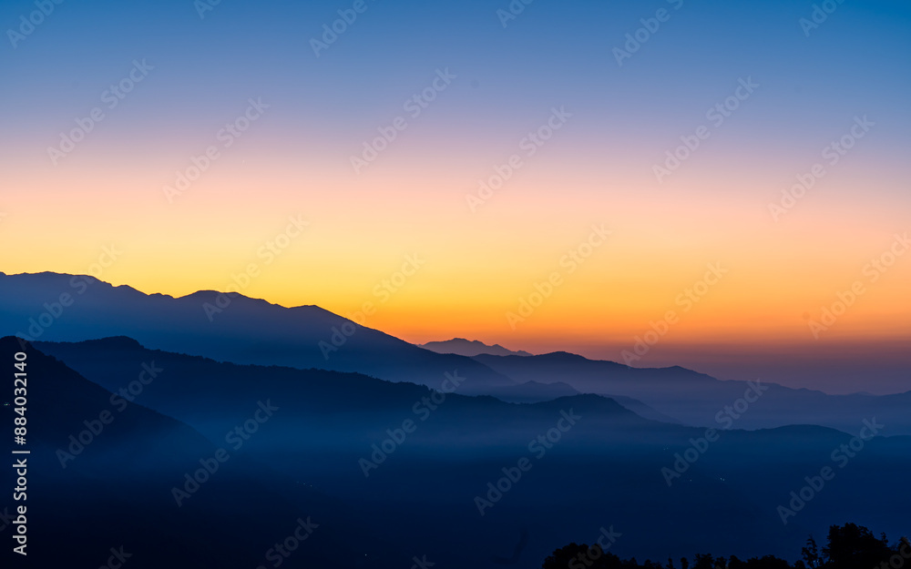 sunrise over the mountains in Nepal sunrise over the mountains in Nepal