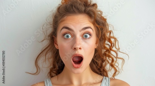 Woman with an expression of surprise on her face photo