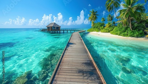 Tropical Paradise: A Wooden Path Leading to Tranquility