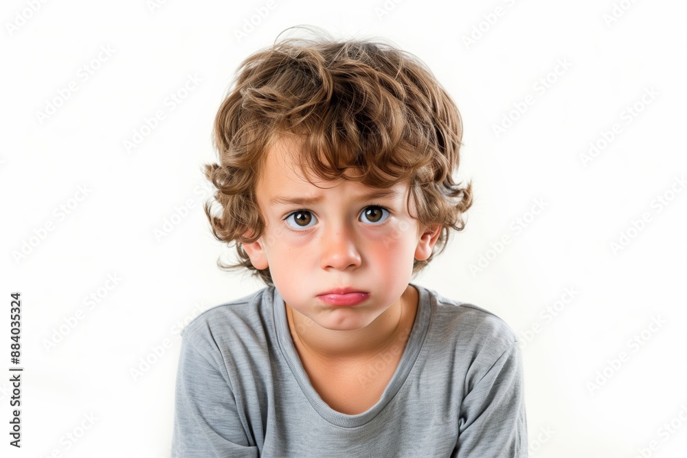 Sad pouting boy isolated on white background Sad pouting boy isolated on white background
