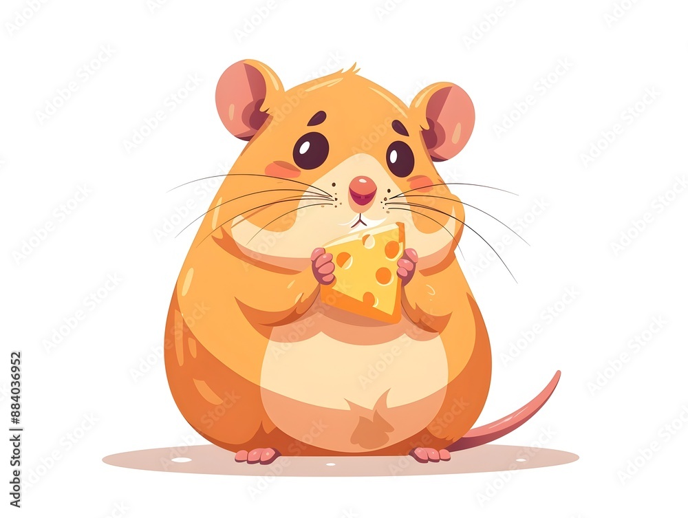 Adorable Hamster Holding Tiny Piece of Cheese Minimalist Adorable Hamster Holding Tiny Piece of Cheese Minimalist