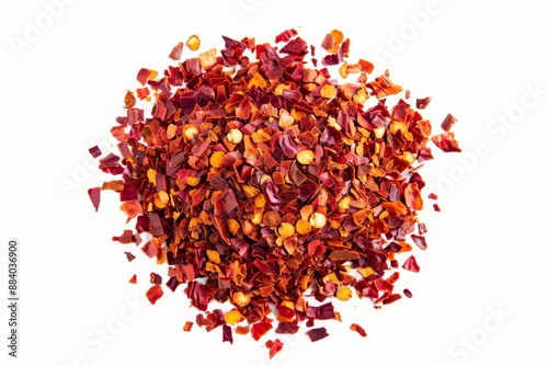 Spicy chili red pepper flakes chopped milled dry paprika photo