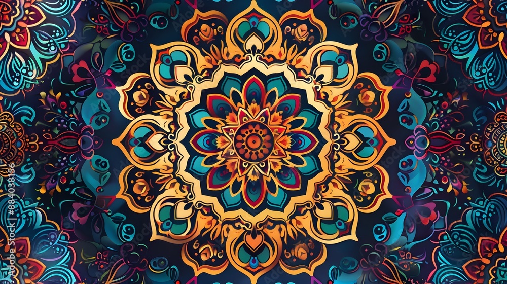 Intricate mandala patterns with vibrant colors and symmetrical designs, perfect for eye-catching and decorative backgrounds. Intricate mandala patterns with vibrant colors and symmetrical designs, perfect for eye-catching and decorative backgrounds.