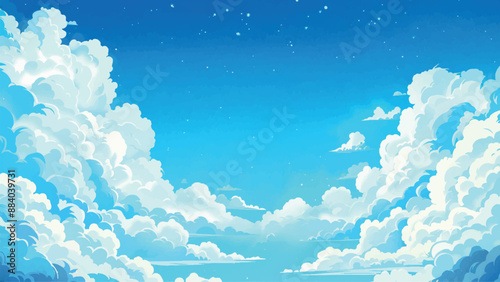 Anime Blue Sky with Clouds Cartoon Background Serene Atmosphere Animated Landscape Peaceful Scene Celestial View Dreamy Illustration Tranquil Sky Environment Clear Day