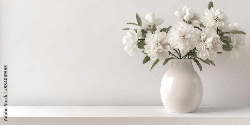 Vase with Green Leaves on Table in Room with Window Vase with Green Leaves on Table in Room with Window