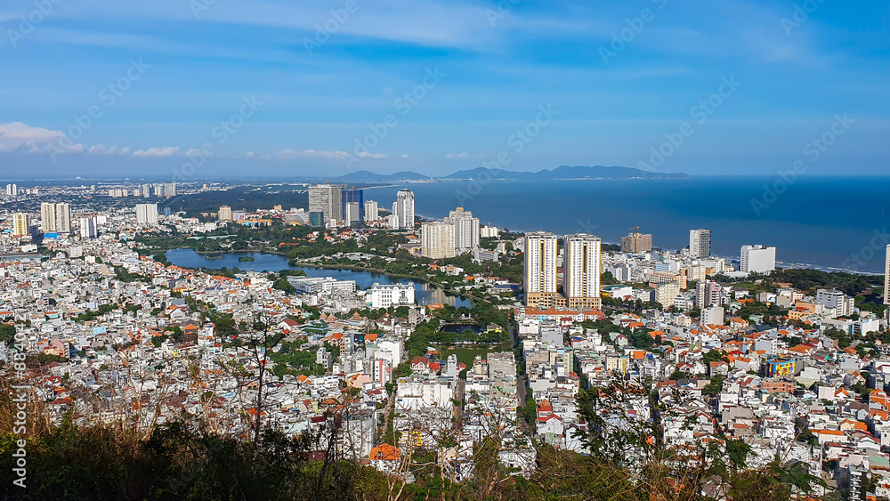 Fototapeta premium Aerial View Of Vung Tau City. Vung Tau City Is One Of The Most Famous Tourist Destinations In Vietnam.
